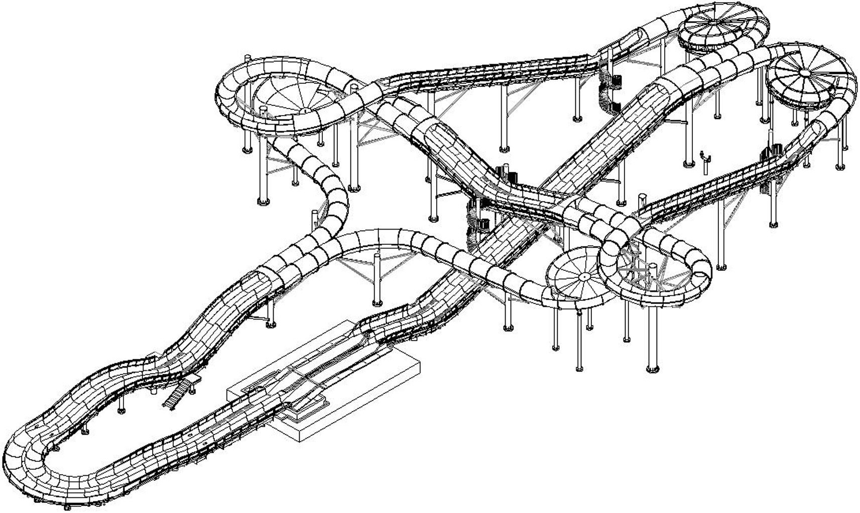 双轨零高度电磁弹射碟盘过山车滑道